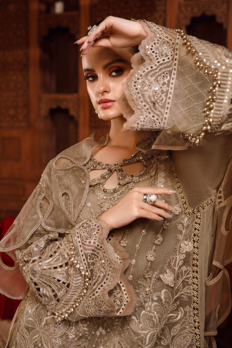 04-Piece Organza Suit With Hand Embellished Embroidery - Ready To Wear