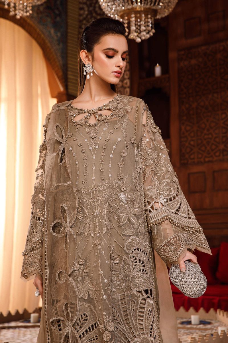 04-Piece Organza Suit With Hand Embellished Embroidery - Ready To Wear