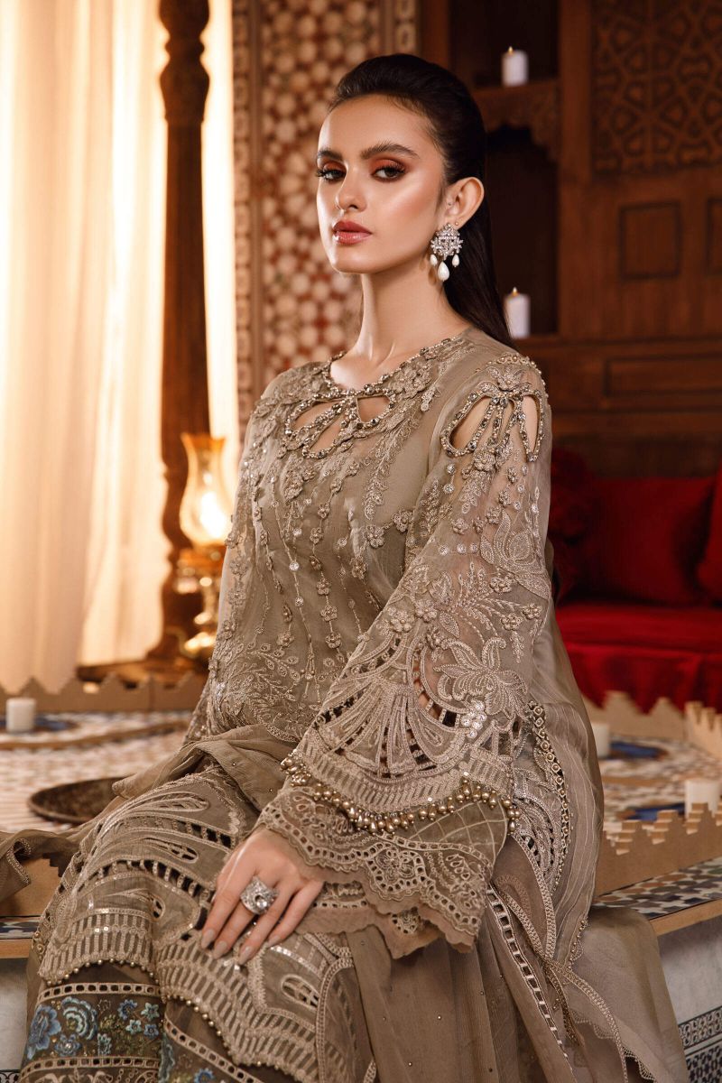 04-Piece Organza Suit With Hand Embellished Embroidery - Ready To Wear