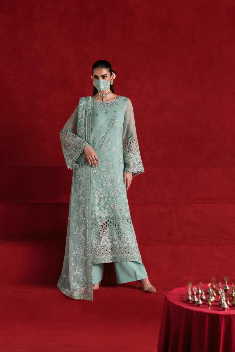 Sage Green - Embroidered Chiffon Suit | Ready To Wear