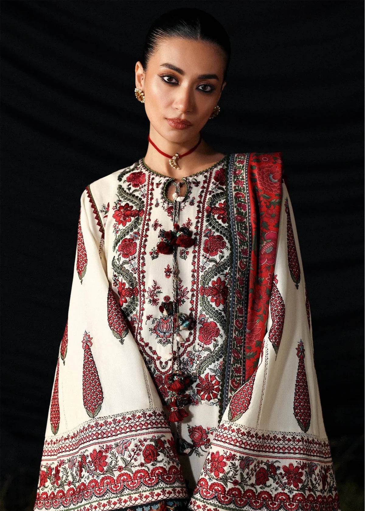 03-Piece Lawn Suit With Embroidery - Ready To Wear
