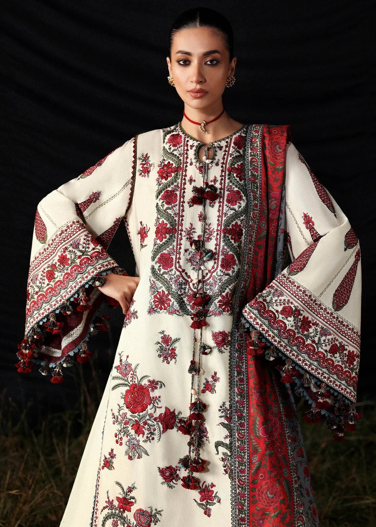 03-Piece Lawn Suit With Embroidery - Ready To Wear