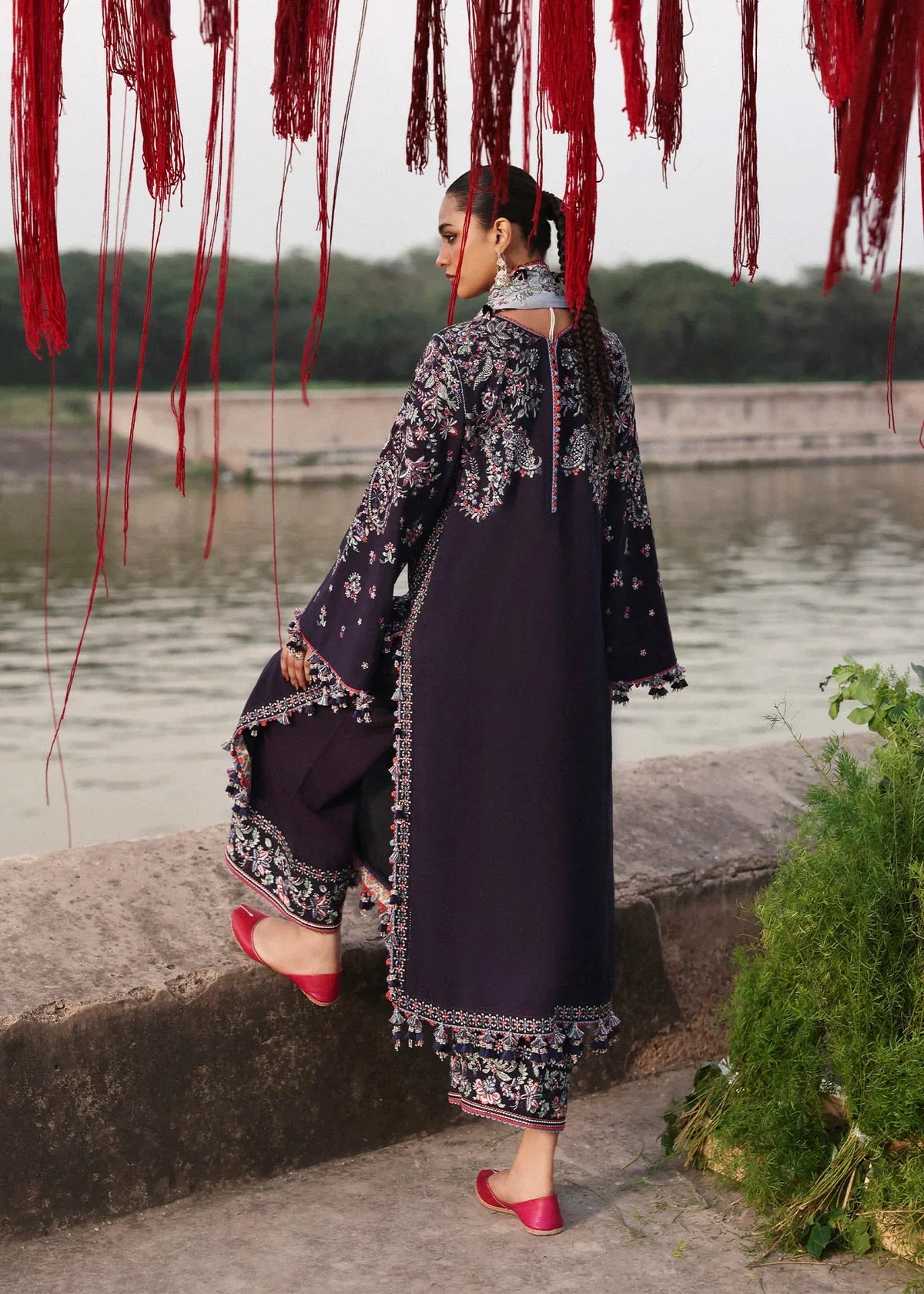 Midnight Plum - Embroidered Cotton Suit | Ready To Wear
