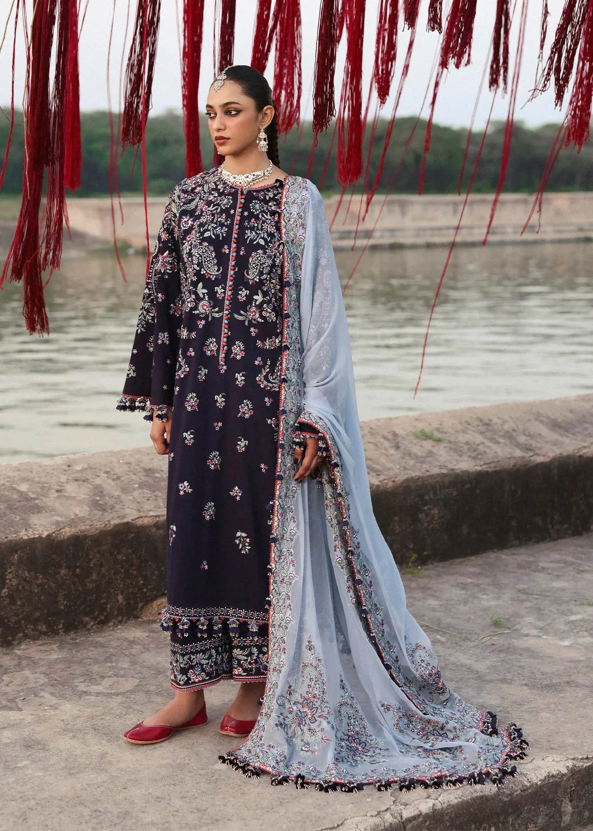 Midnight Plum - Embroidered Cotton Suit | Ready To Wear